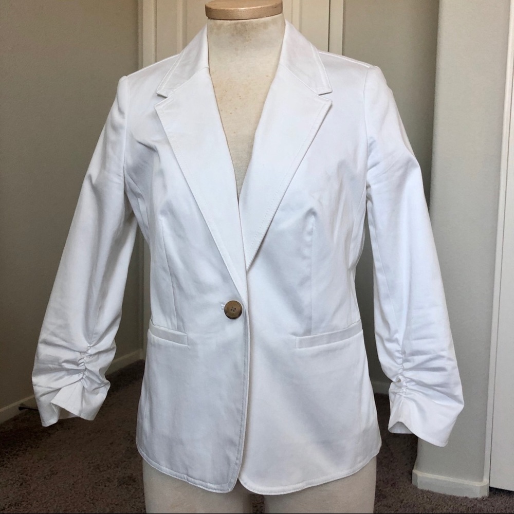 The Limited White Ruched Blazer Jacket